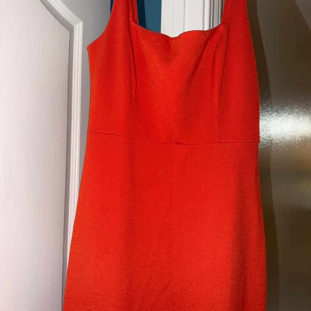 NWT Long Asymmetrical Orange Anthropologie Dress - Picture 2 of 6